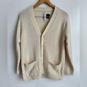 THIBAULT VAN DER STRAETE MEN Small ALPACA WOOL Cardigan Grandpa Cream Peru